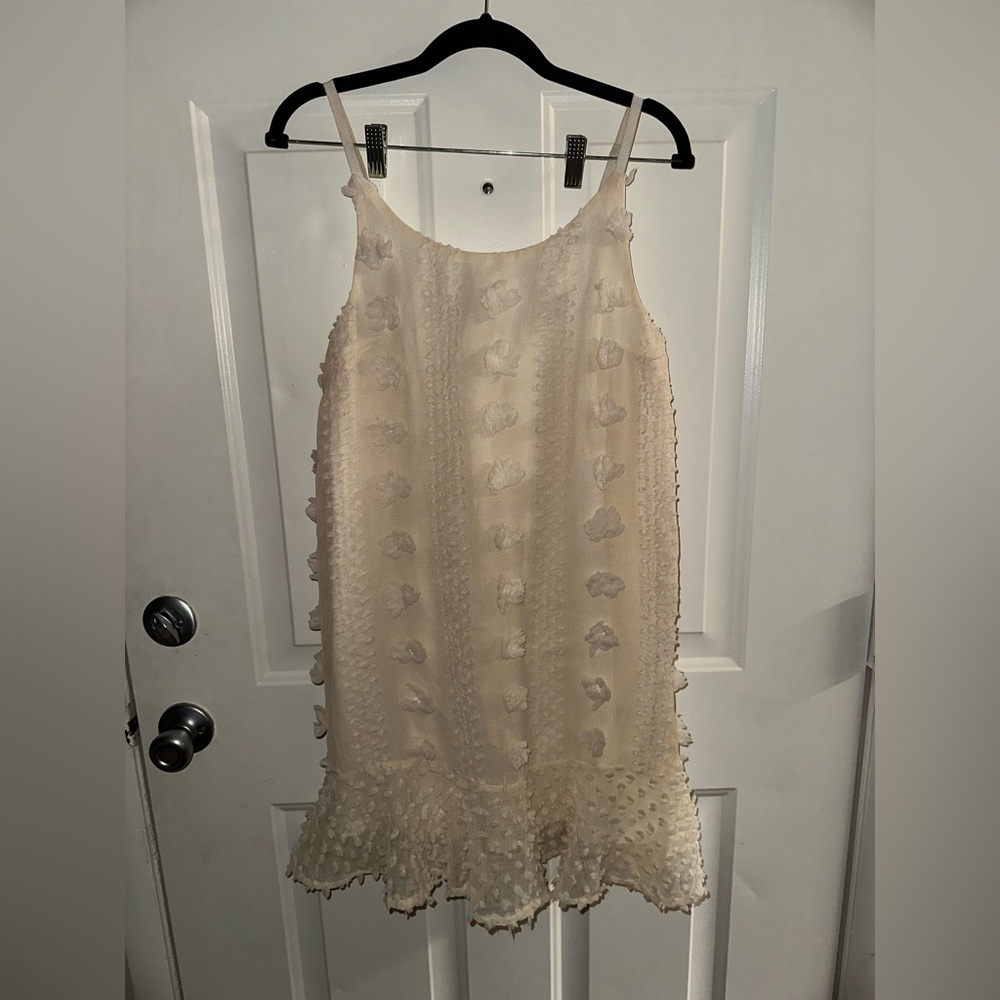 Ivory Textured Spaghetti Strap Dress